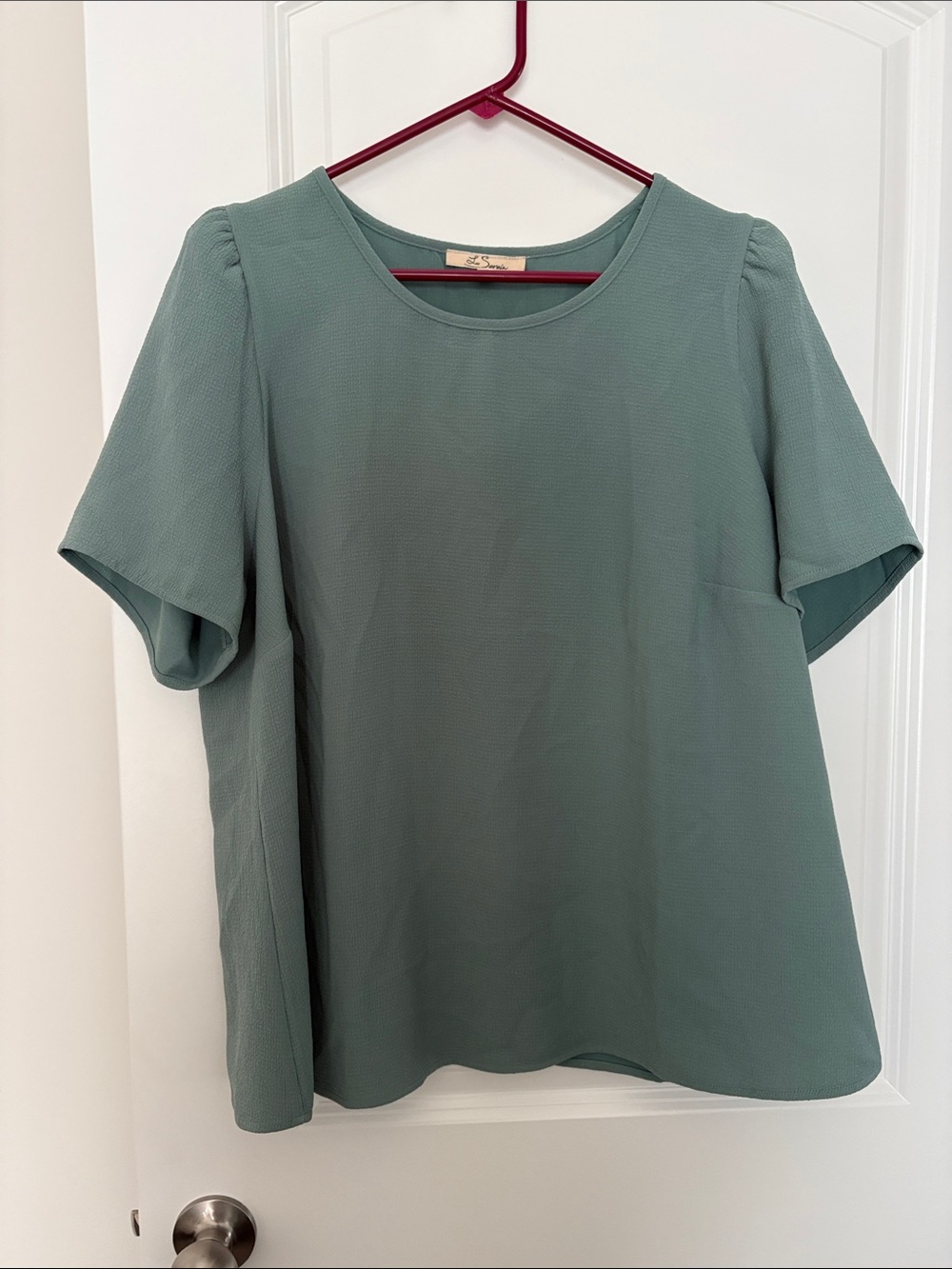 Relaxed Sage Green Crew Neck Blouse — Unknown Brand
